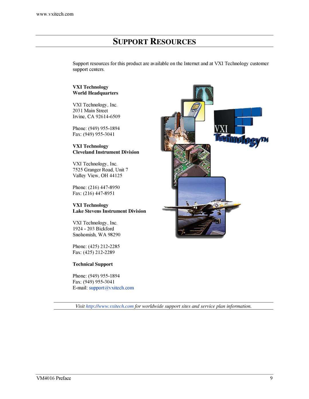 VXI VM4016 user manual Support Resources 
