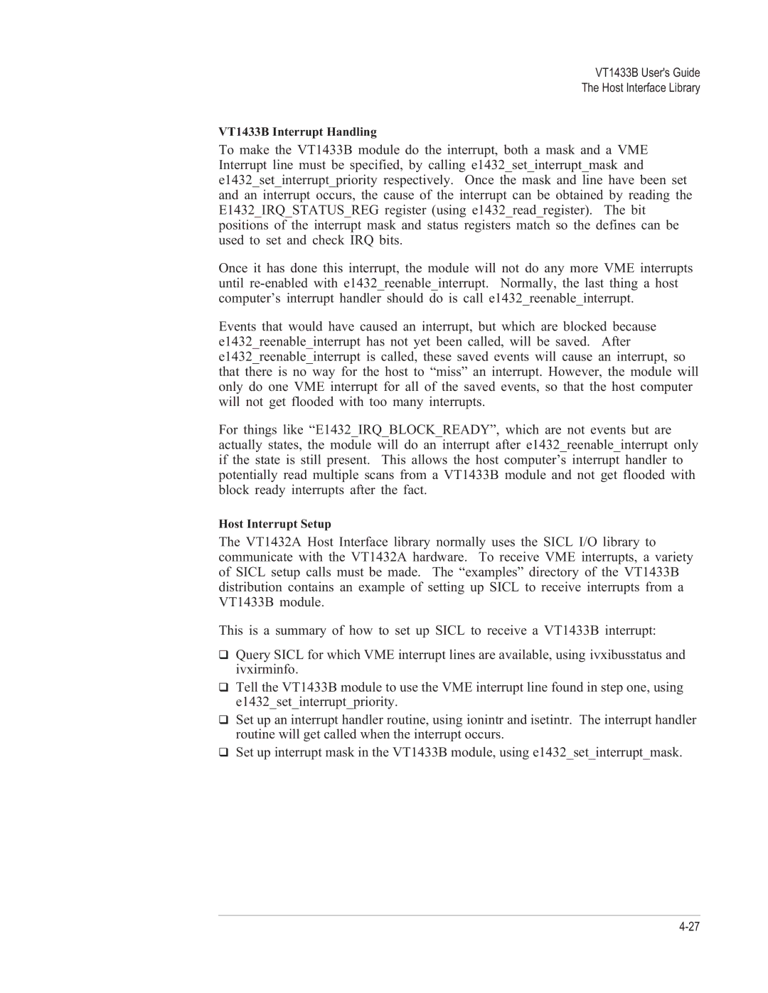 VXI manual VT1433B Interrupt Handling 