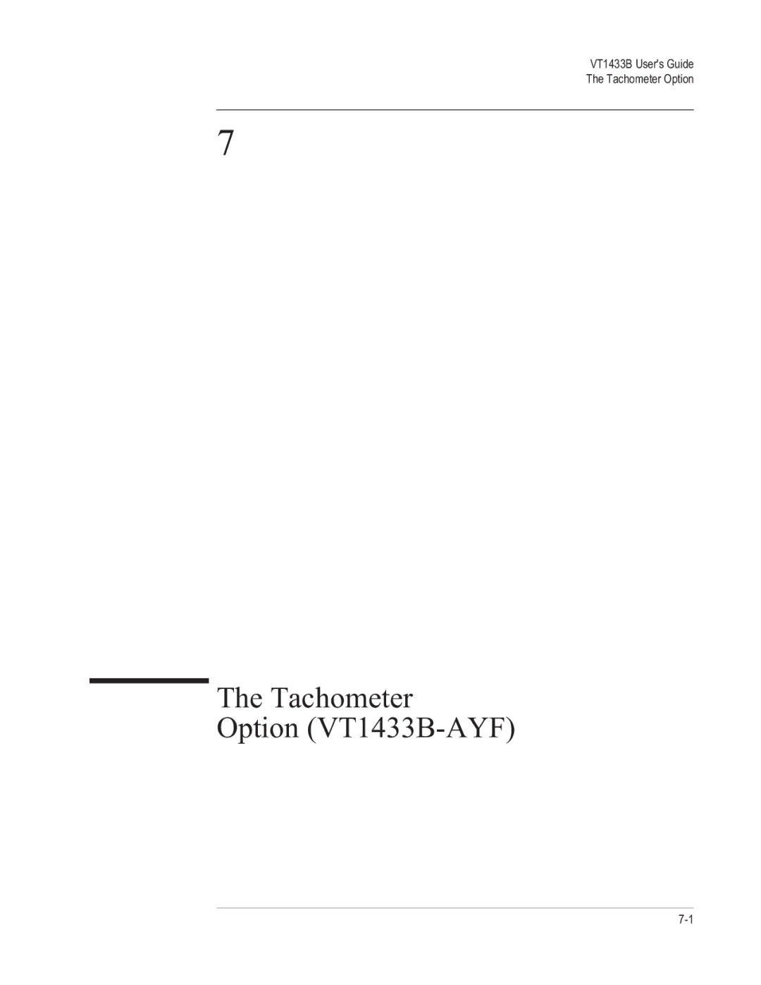 VXI manual Tachometer Option VT1433B-AYF 