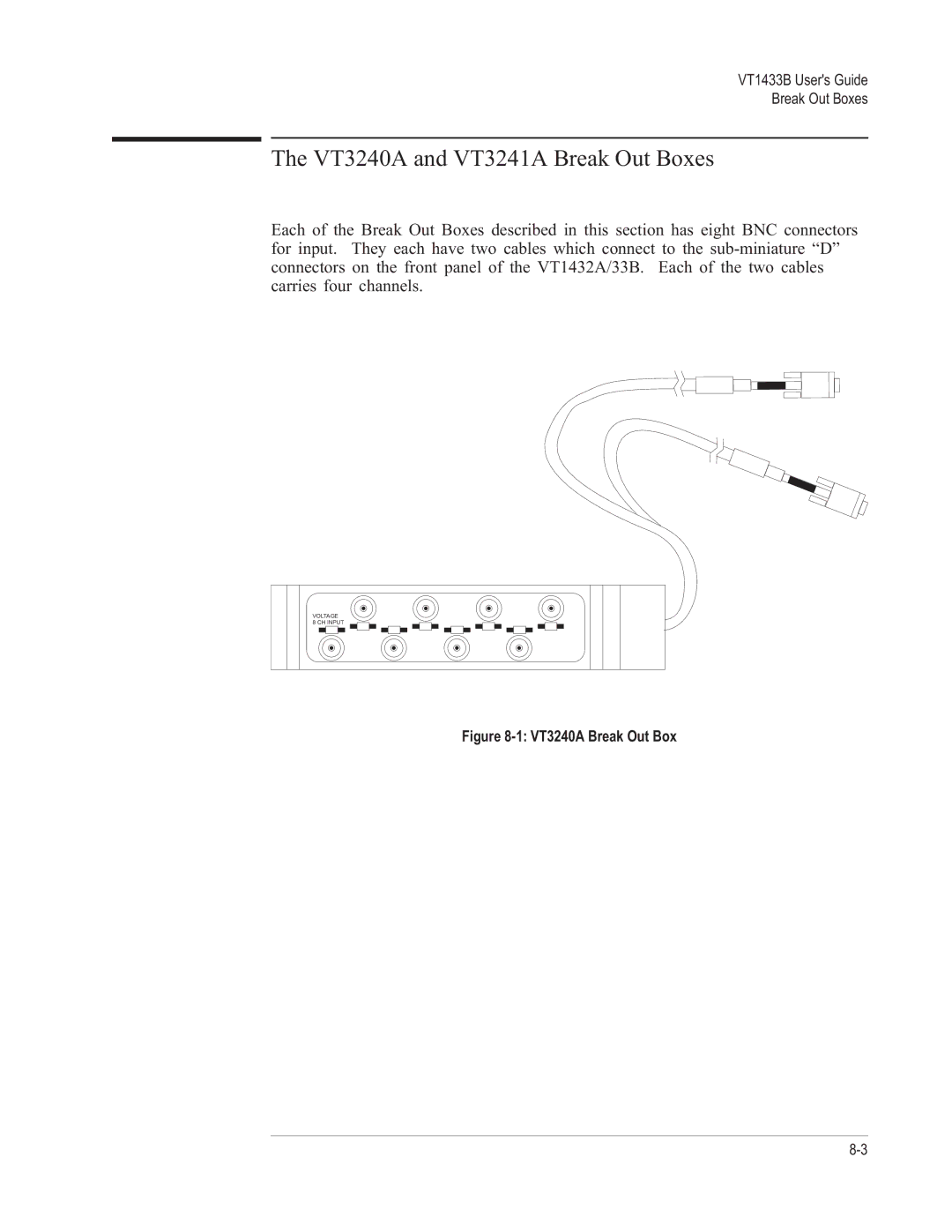 VXI VT1433B manual VT3240A and VT3241A Break Out Boxes, VT3240A Break Out Box 