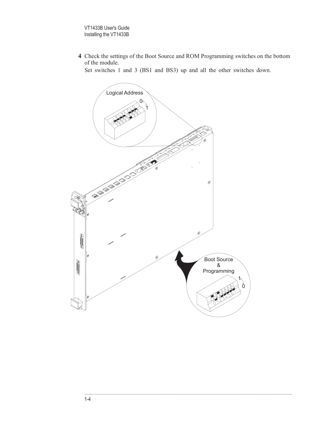 VXI VT1433B manual Logical Address Boot Source Programming 