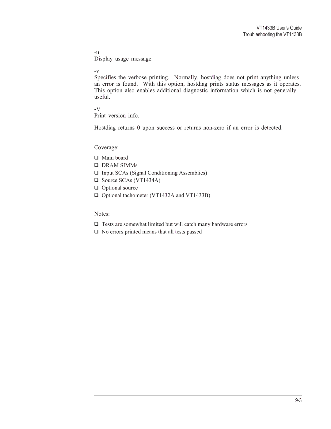 VXI manual VT1433B Users Guide Troubleshooting the VT1433B 