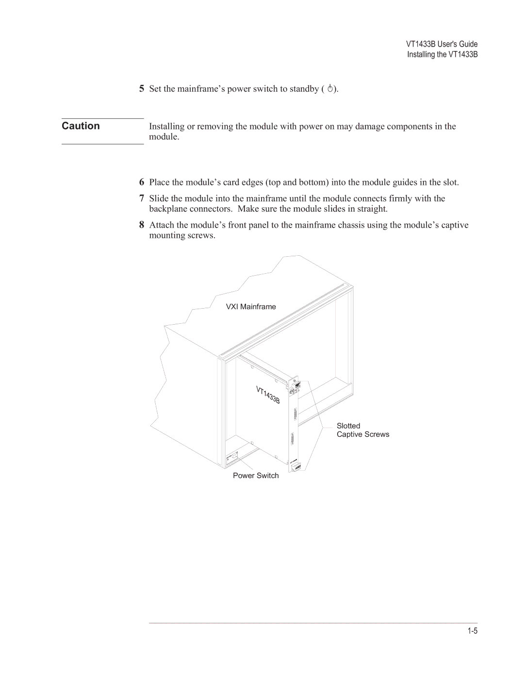VXI VT1433B manual VXI Mainframe Slotted Captive Screws Power Switch 