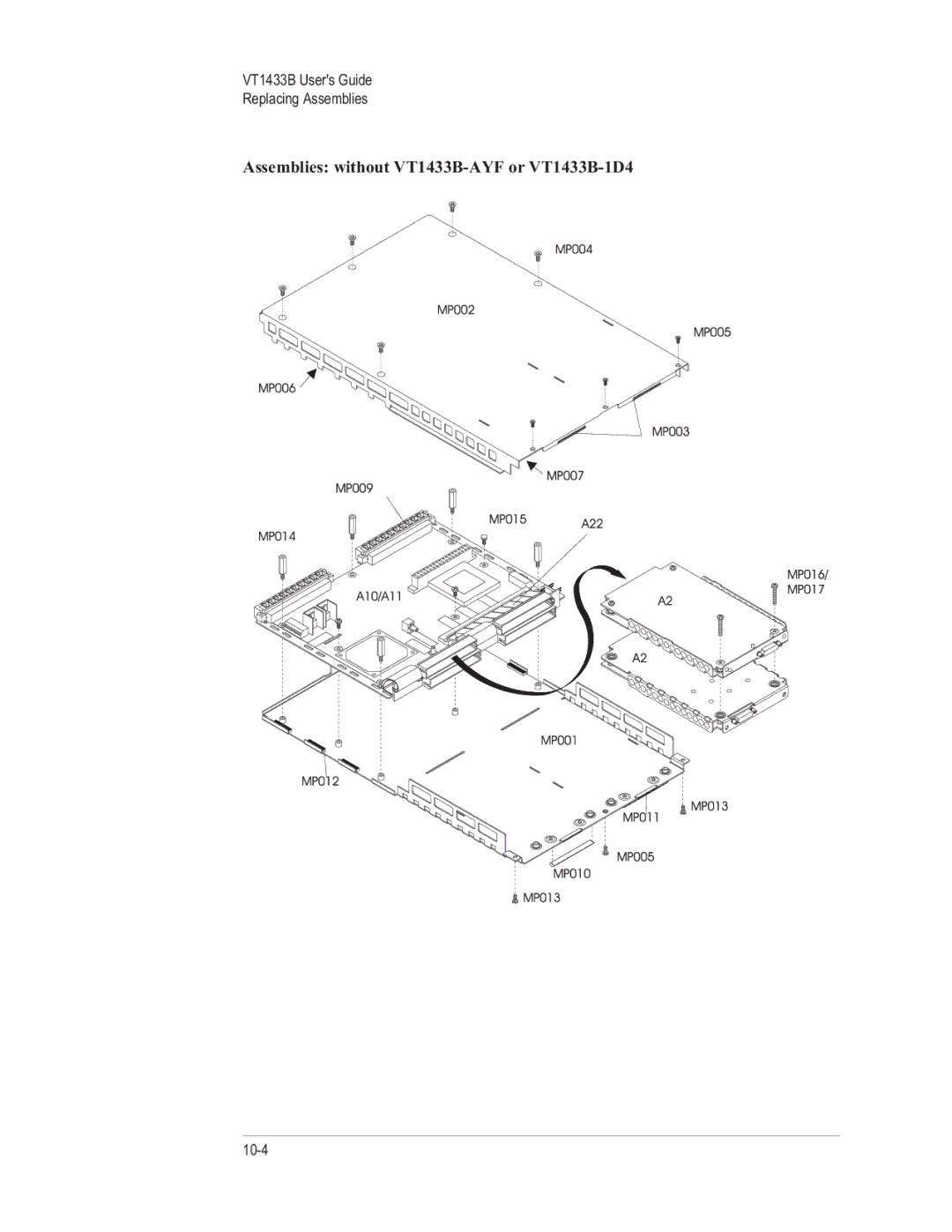 VXI manual Assemblies without VT1433B-AYF or VT1433B-1D4 