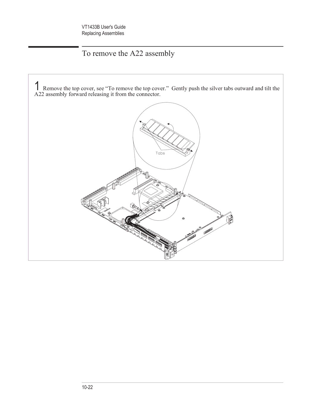 VXI VT1433B manual To remove the A22 assembly 