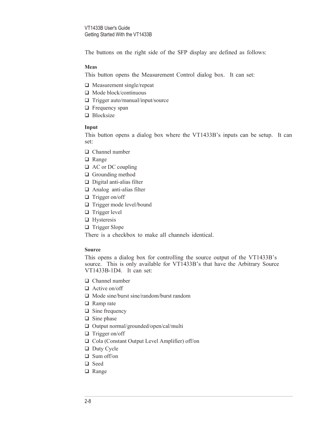 VXI VT1433B manual There is a checkbox to make all channels identical 