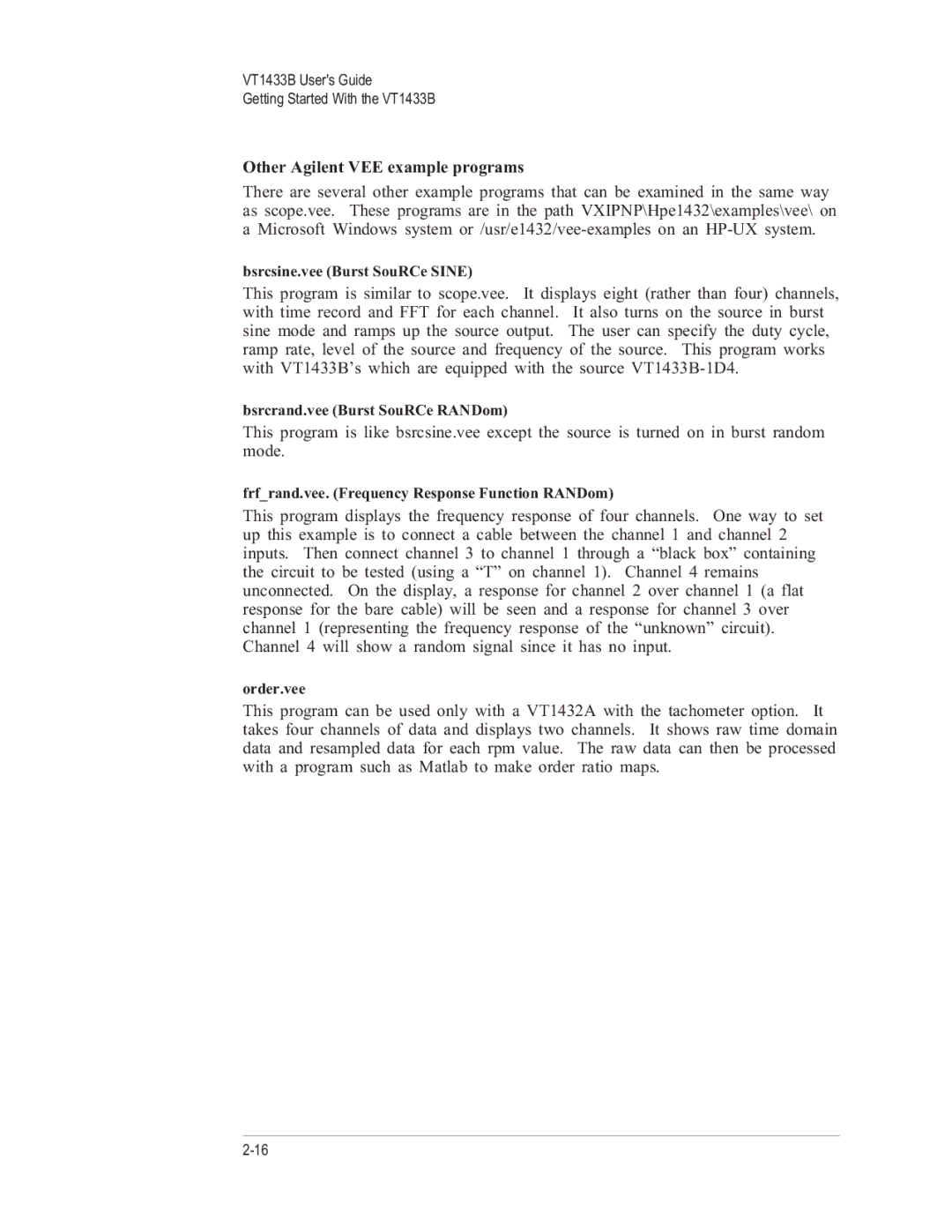 VXI VT1433B manual Other Agilent VEE example programs 