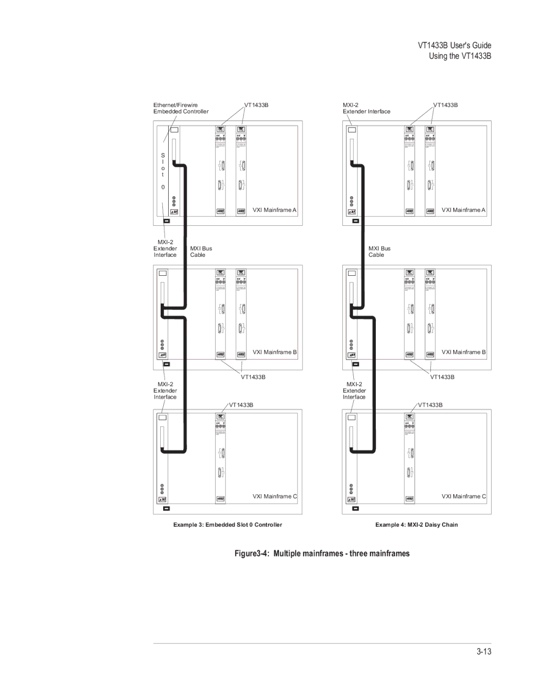 VXI VT1433B manual Multiple mainframes three mainframes 