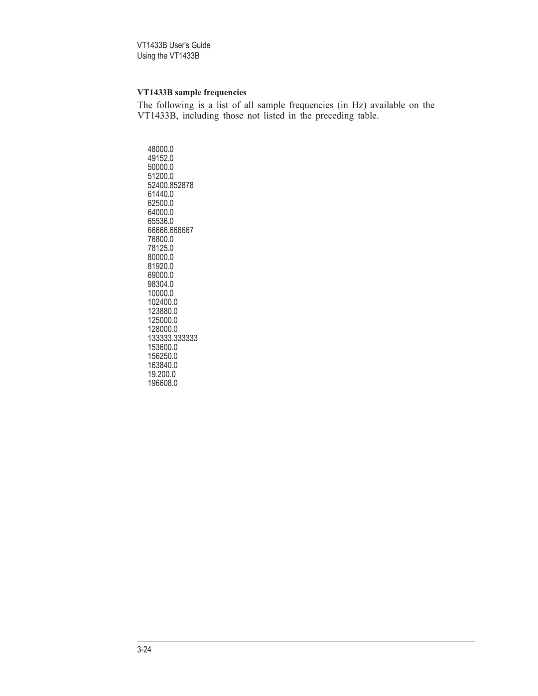 VXI manual VT1433B sample frequencies 