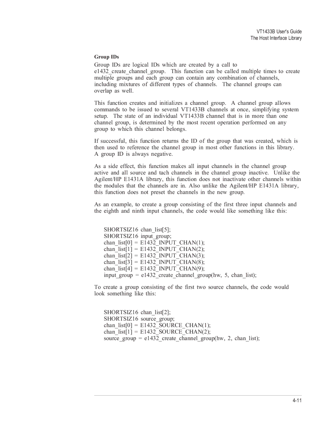 VXI VT1433B manual Group IDs 