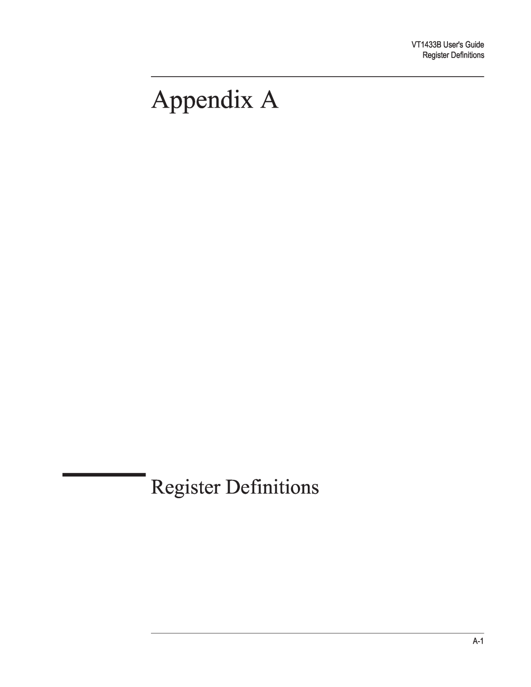 VXI VT1433B manual Appendix A, Register Definitions 