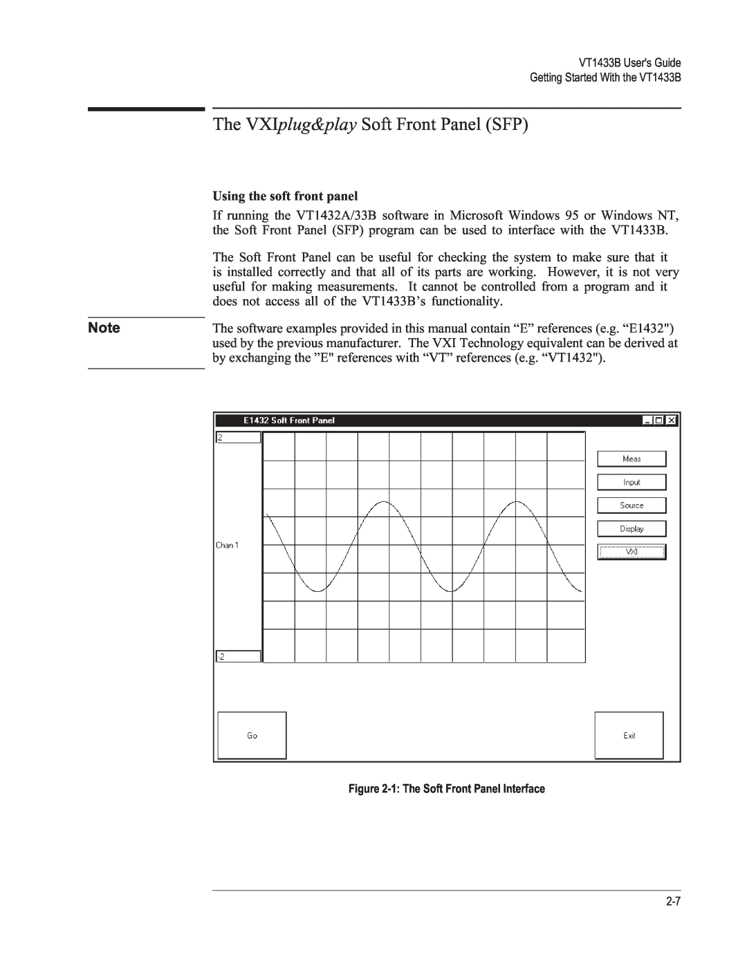 VXI VT1433B manual The VXIplug&play Soft Front Panel SFP, Using the soft front panel 
