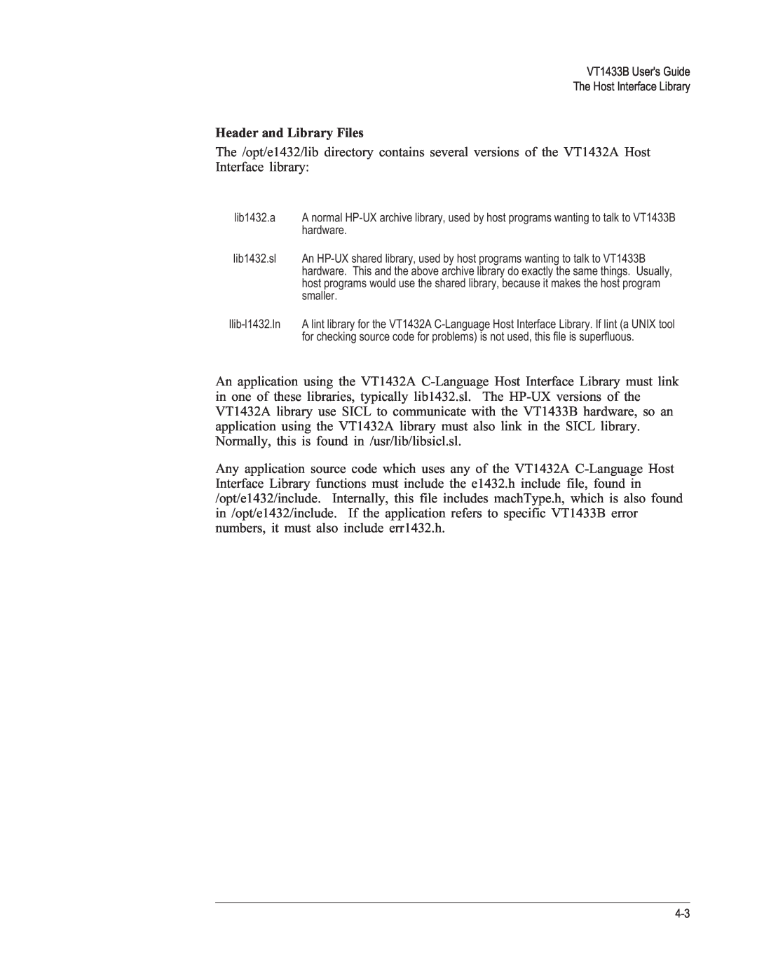 VXI VT1433B manual Header and Library Files 