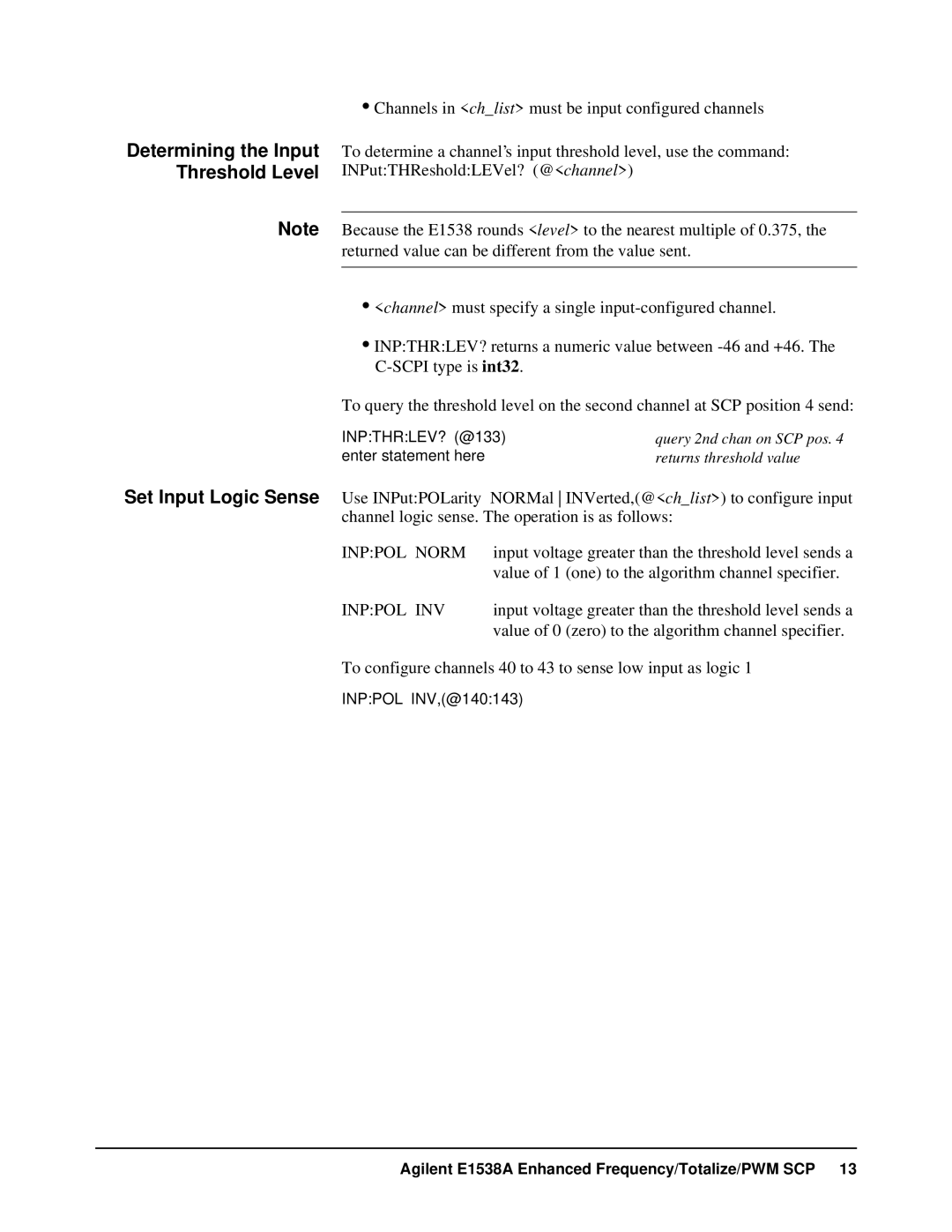 VXI VT1538A user manual Determining the Input Threshold Level, Inppol Norm 