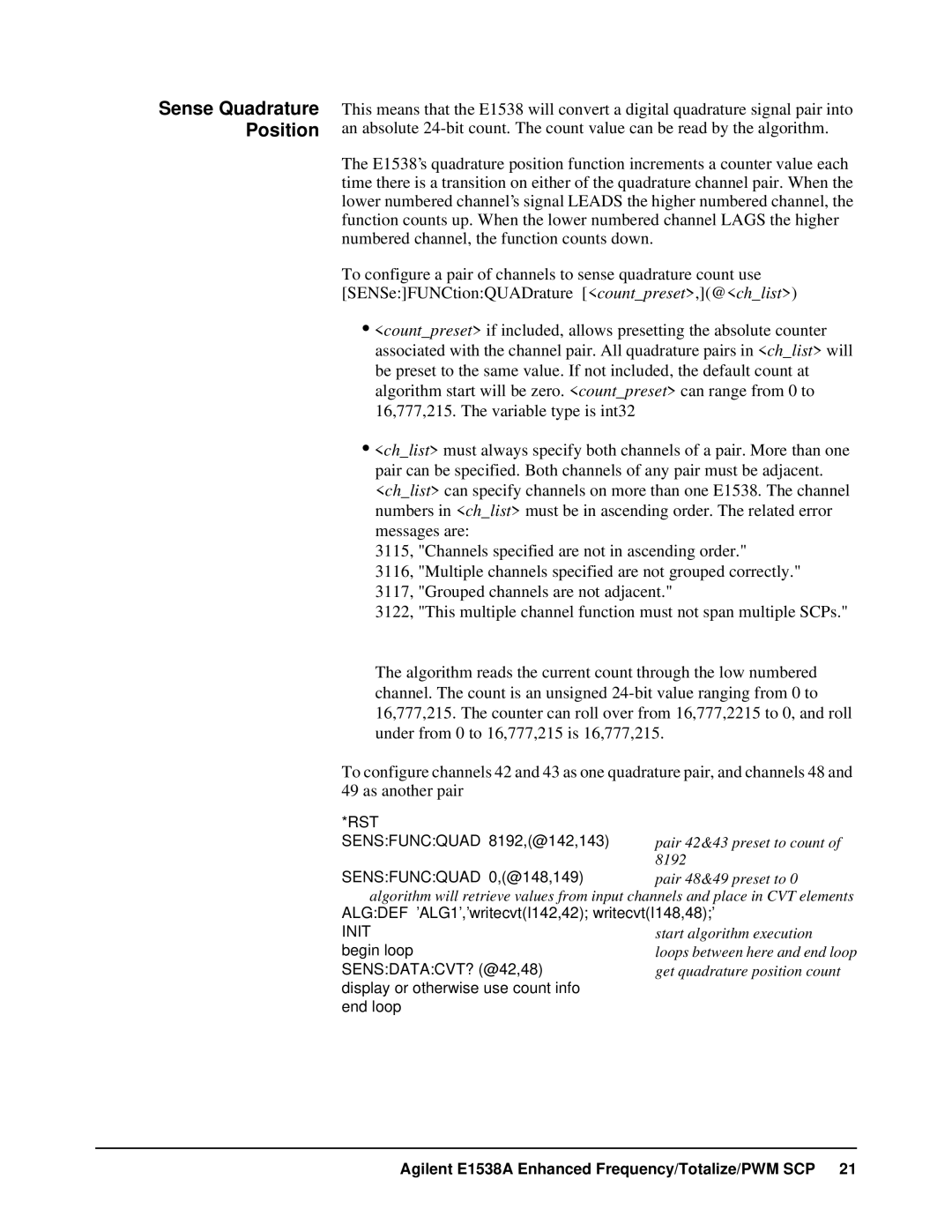 VXI VT1538A user manual Sense Quadrature Position, Sensfuncquad 0,@148,149 