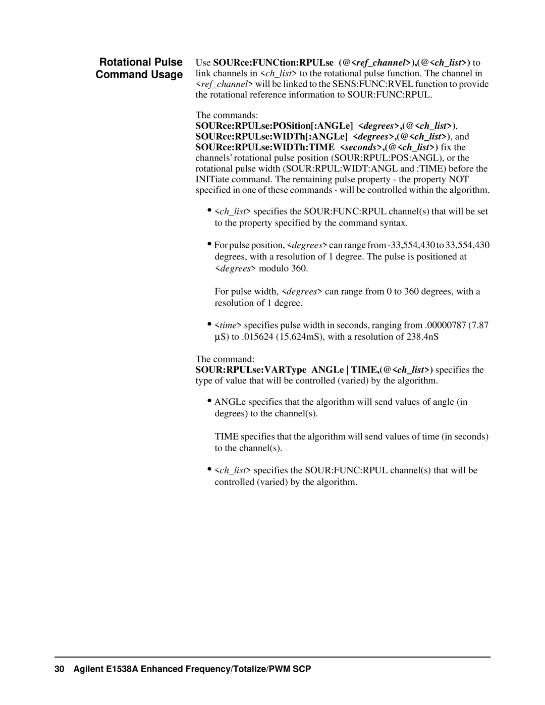 VXI VT1538A user manual Rotational Pulse Command Usage 