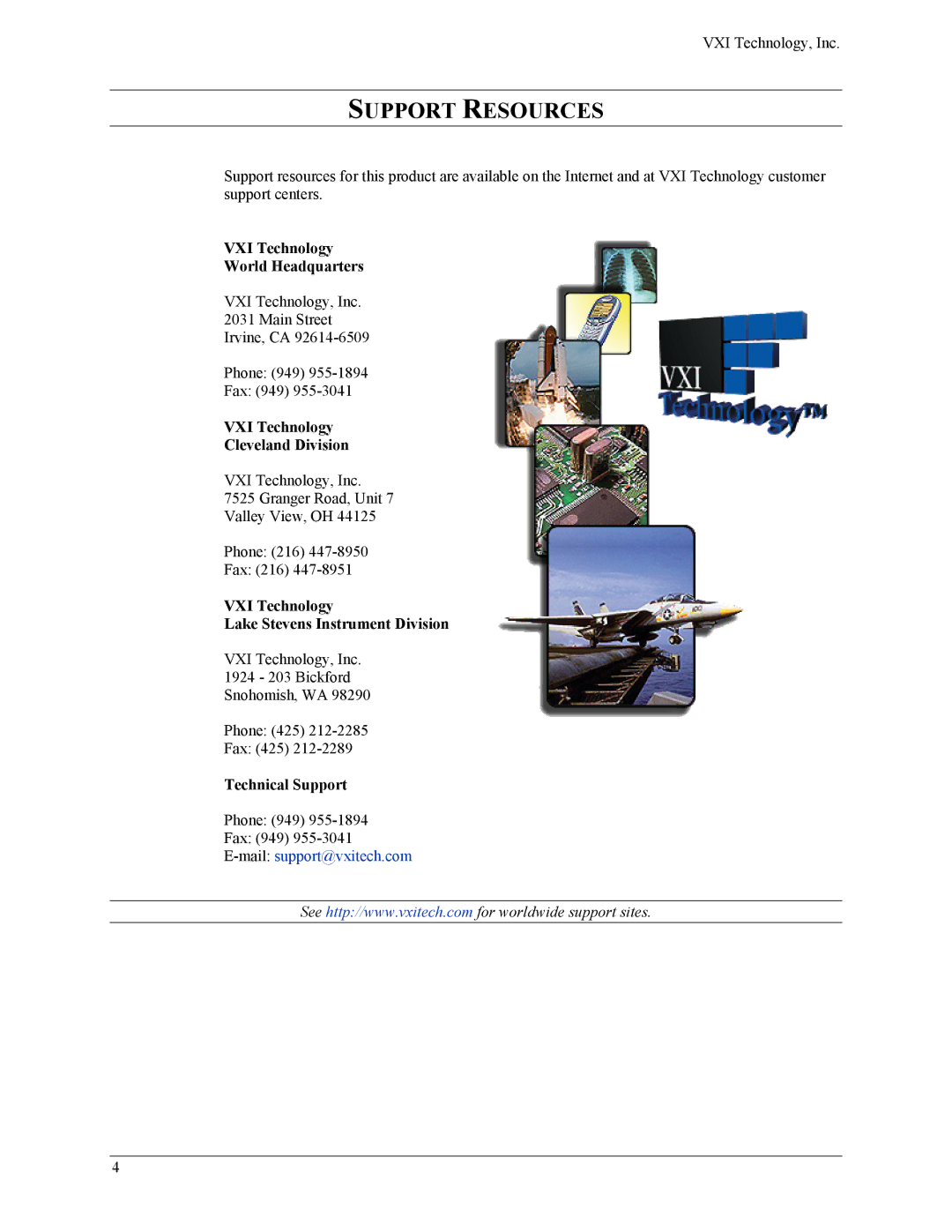 VXI VT1538A user manual Support Resources 