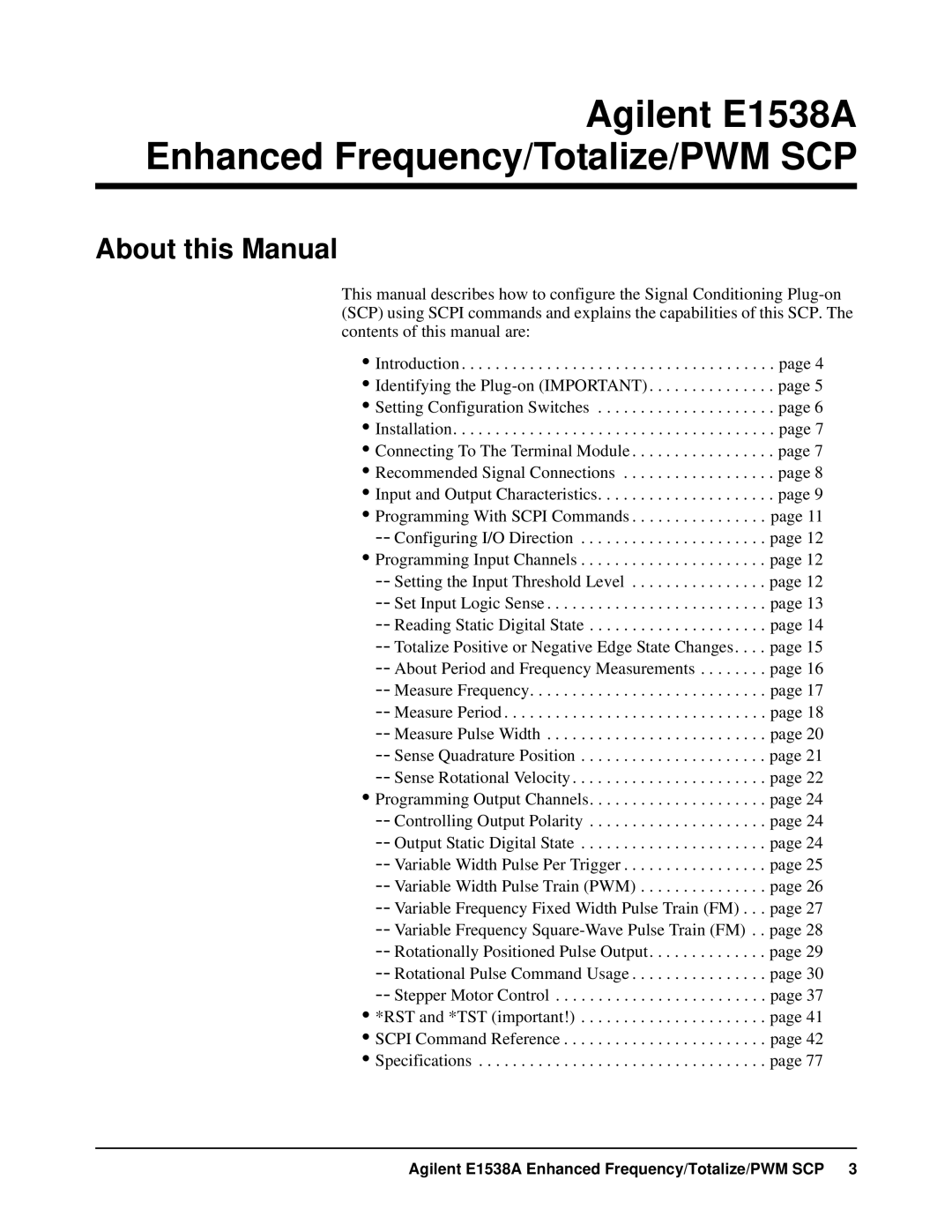 VXI VT1538A user manual Agilent E1538A Enhanced Frequency/Totalize/PWM SCP, About this Manual 