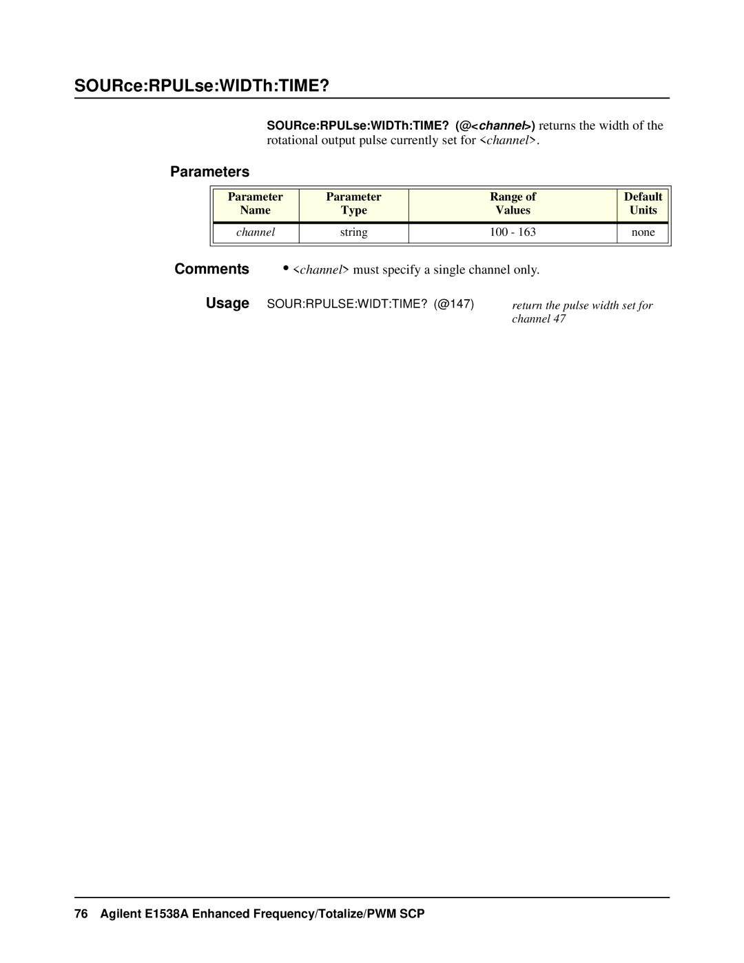 VXI VT1538A user manual SOURceRPULseWIDThTIME? 