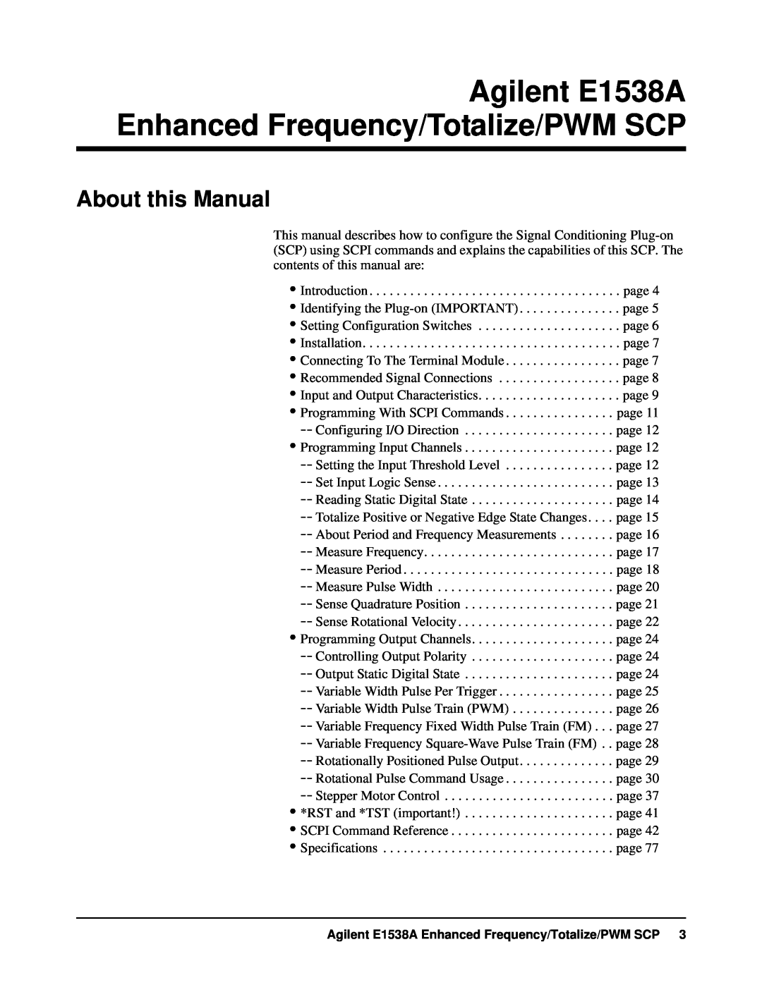 VXI VT1538A user manual About this Manual, Agilent E1538A Enhanced Frequency/Totalize/PWM SCP 