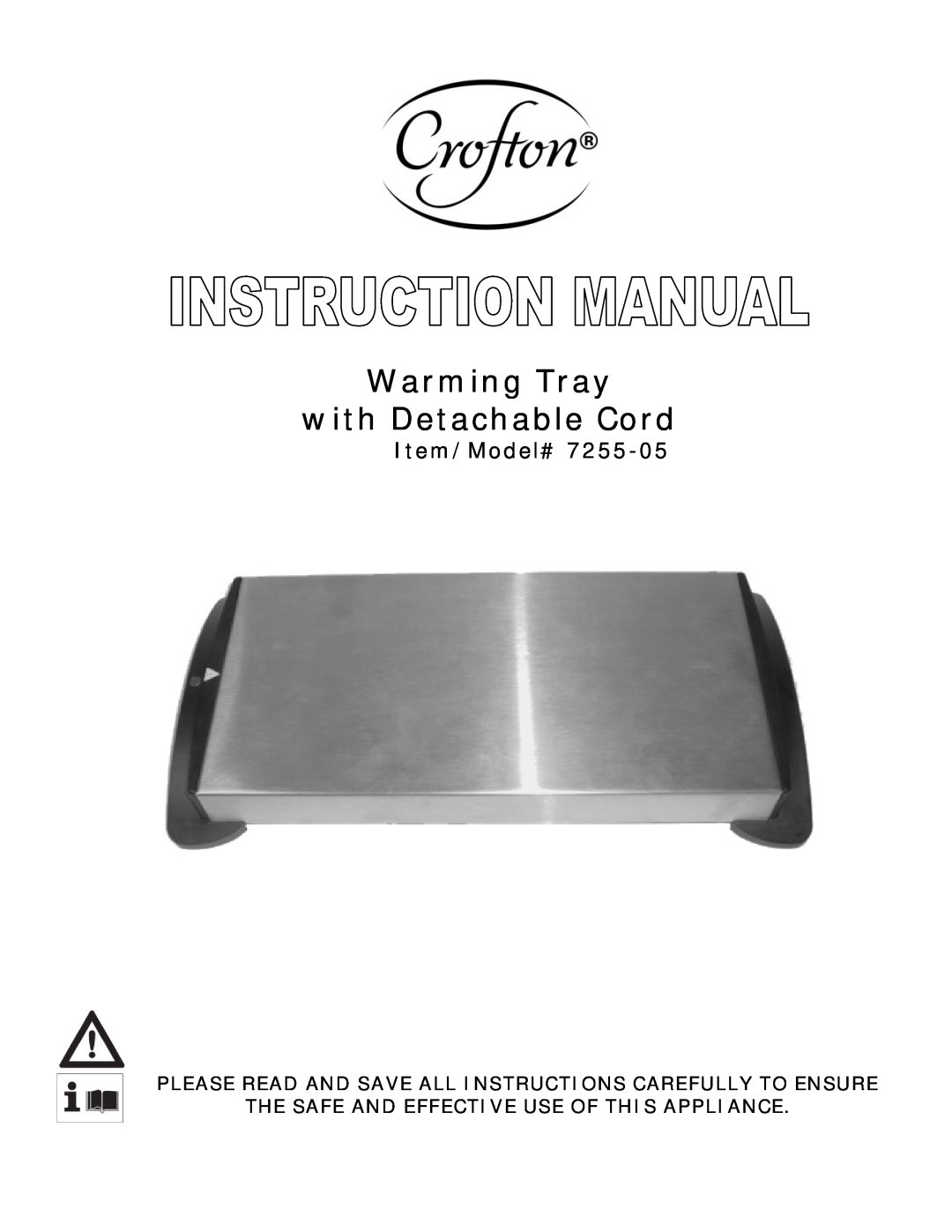 Wachsmuth & Krogmann 7255-05 manual Warming Tray with Detachable Cord, Item/Model# 