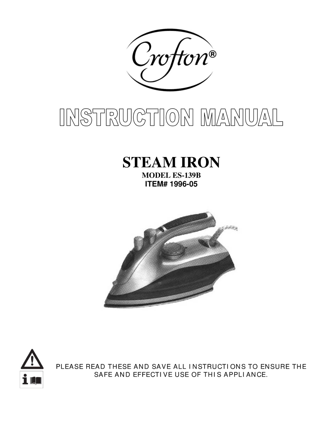 Wachsmuth & Krogmann ES-139B manual Steam Iron 