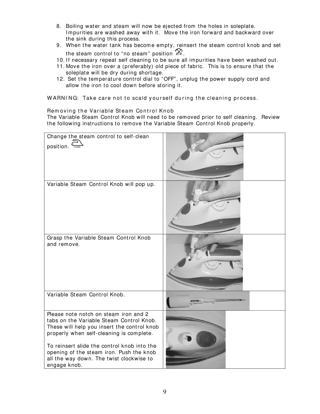 Wachsmuth & Krogmann ES-139B manual Removing the Variable Steam Control Knob 