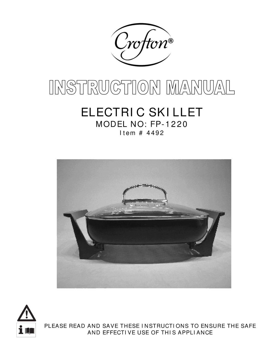 Wachsmuth & Krogmann FP-1220 manual Electric Skillet 