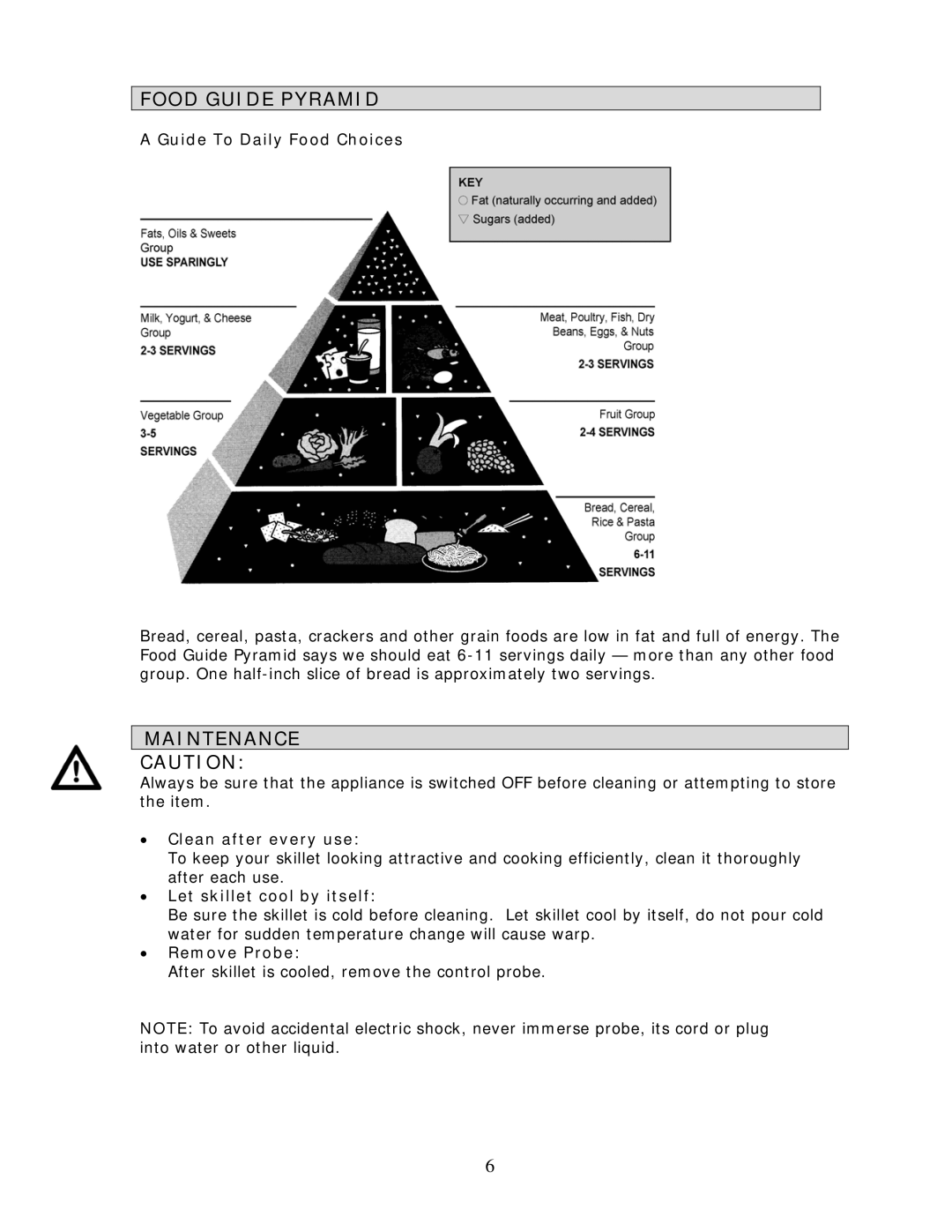 Wachsmuth & Krogmann FP-1220 manual Food Guide Pyramid, Maintenance 