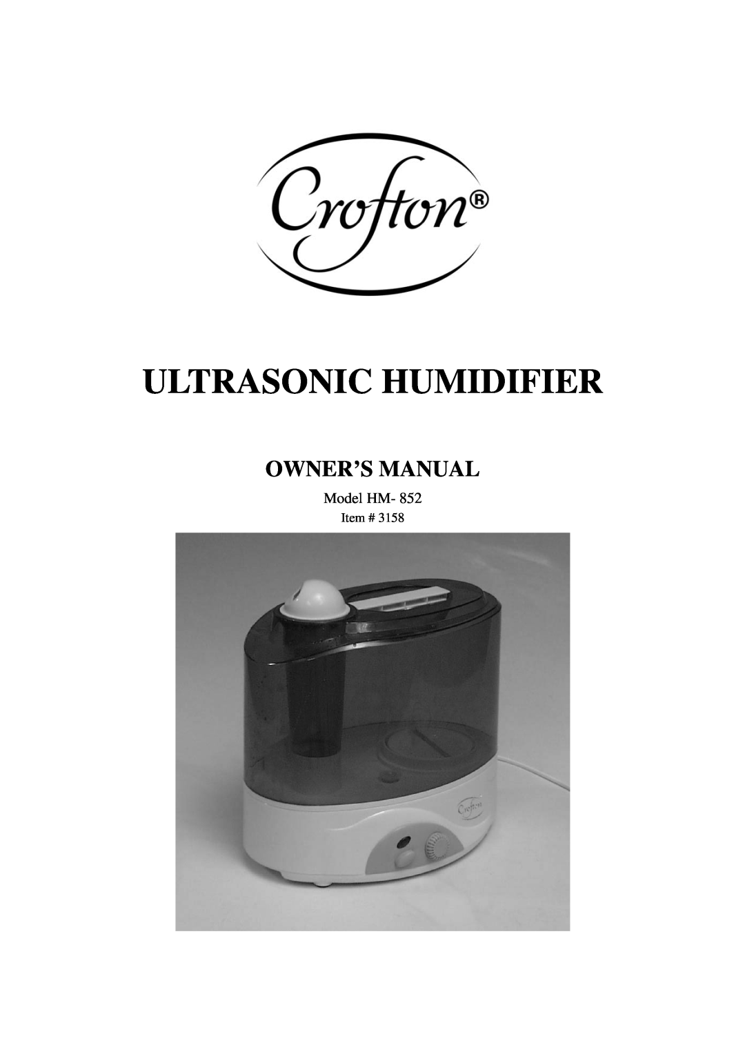 Wachsmuth & Krogmann HM- 852 owner manual Ultrasonic Humidifier, Item # 