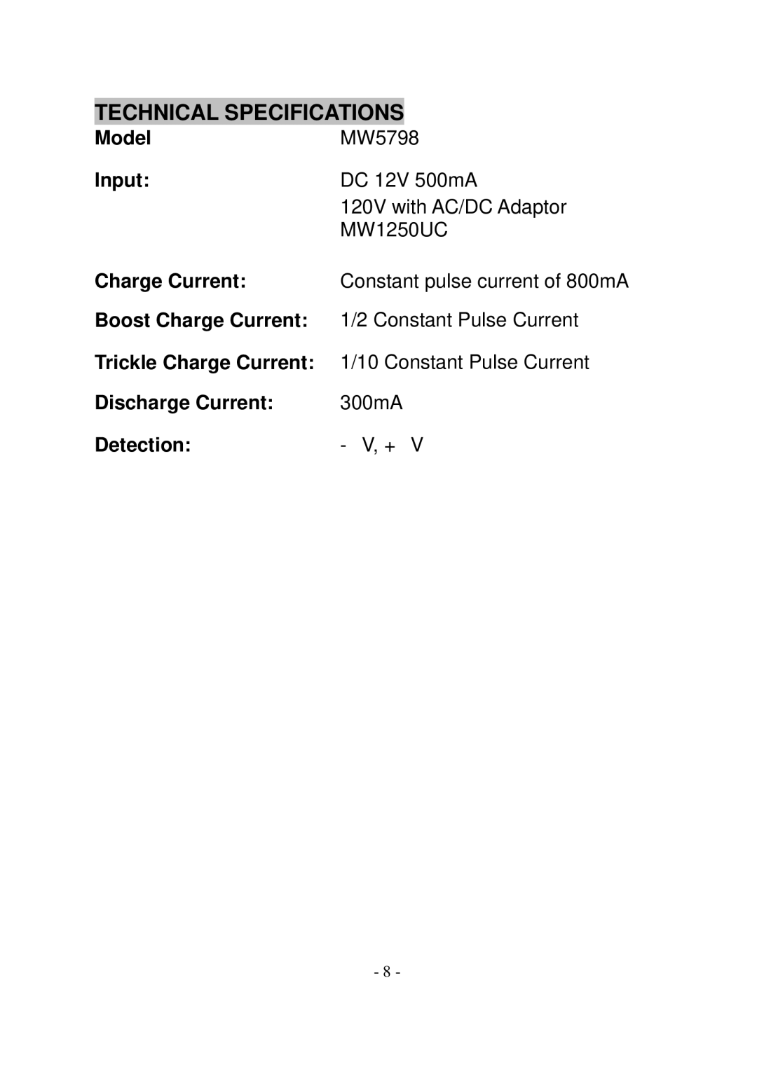 Wachsmuth & Krogmann MW5798 instruction manual Technical Specifications 