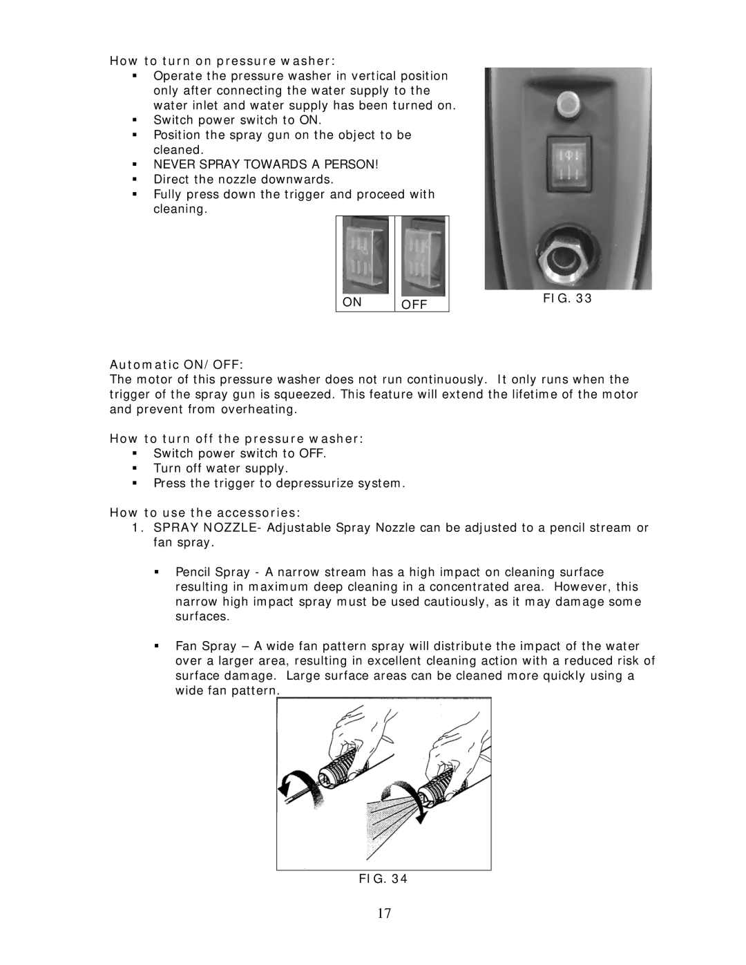 Wachsmuth & Krogmann QL-3100B manual How to turn on pressure washer, Off 