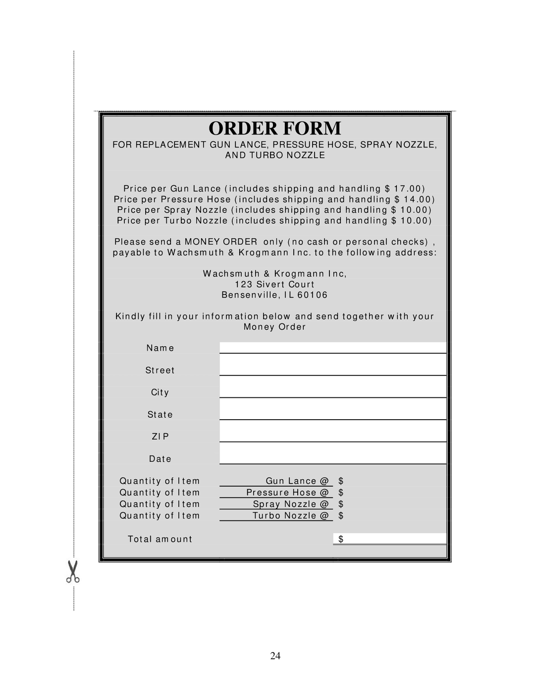 Wachsmuth & Krogmann QL-3100B manual Order Form, Zip 