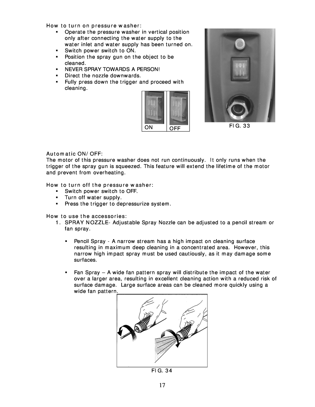 Wachsmuth & Krogmann QL-3100B manual How to turn on pressure washer, Automatic ON/OFF, How to turn off the pressure washer 