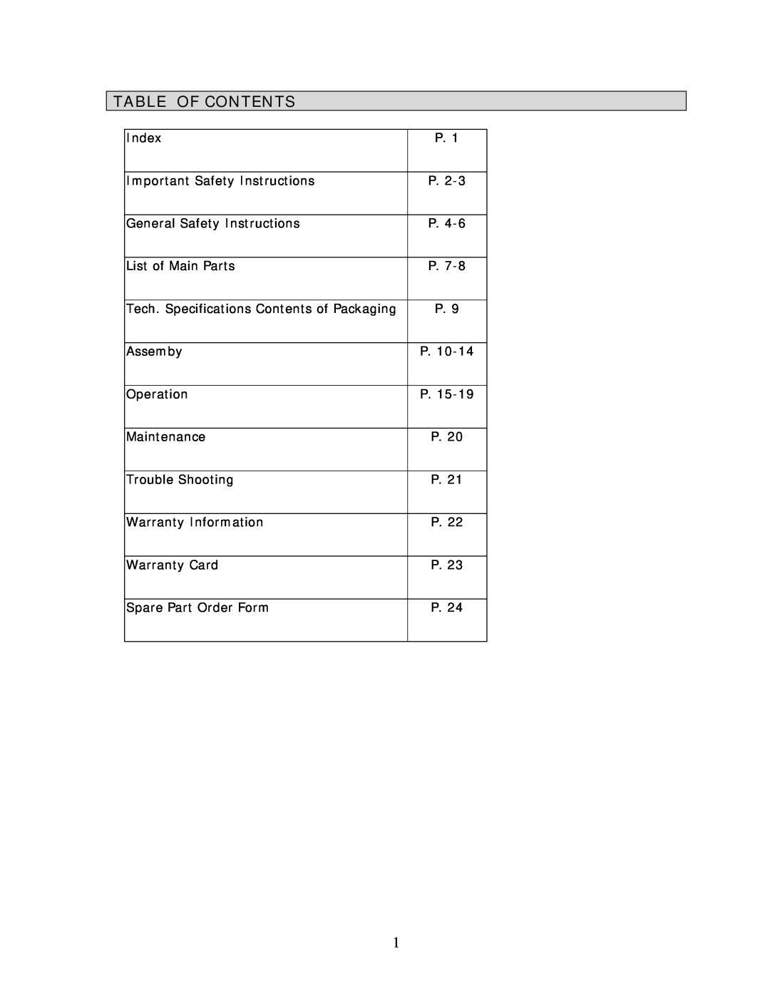 Wachsmuth & Krogmann QL-3100B manual Table Of Contents 