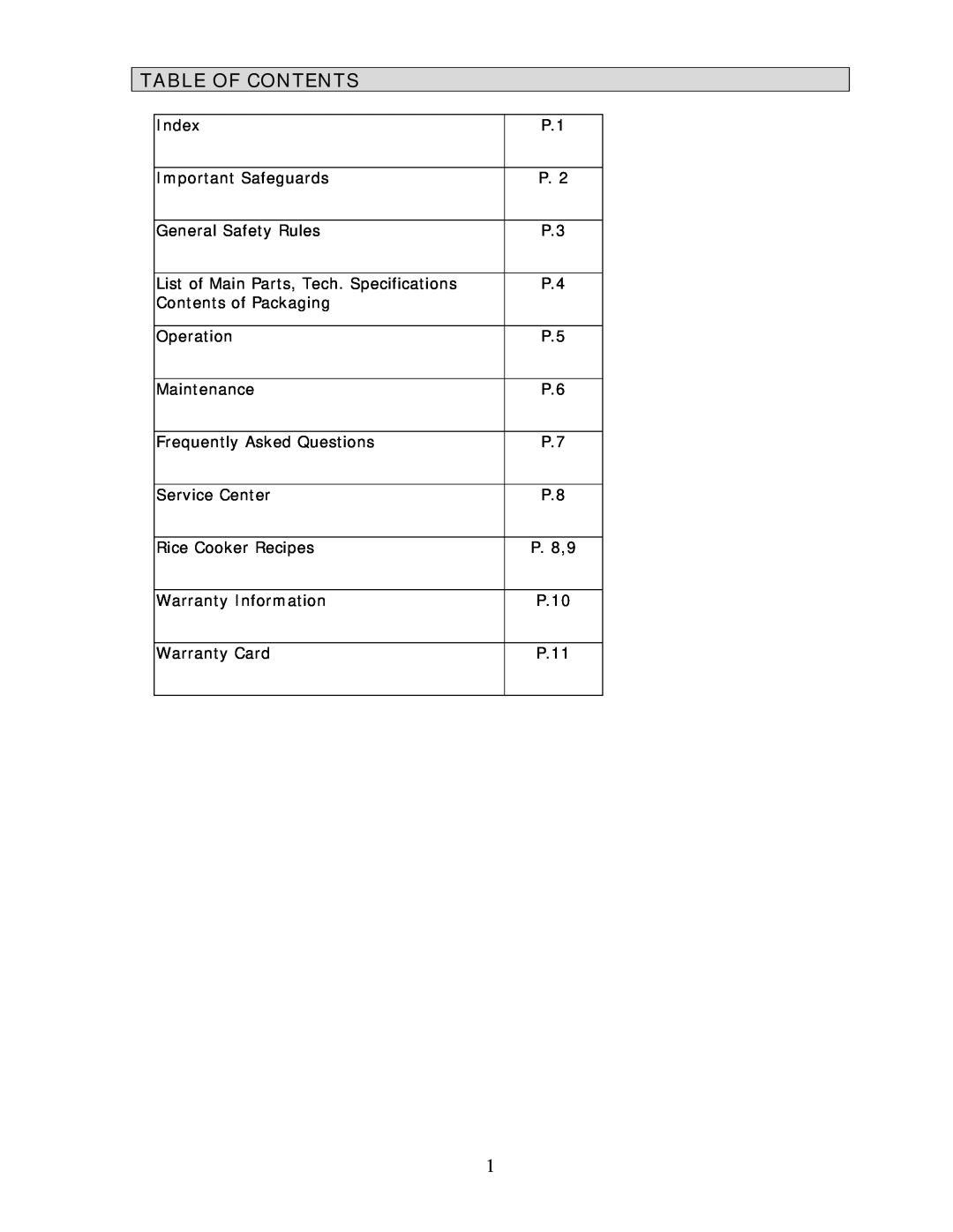 Wachsmuth & Krogmann RC-3 manual Table Of Contents 