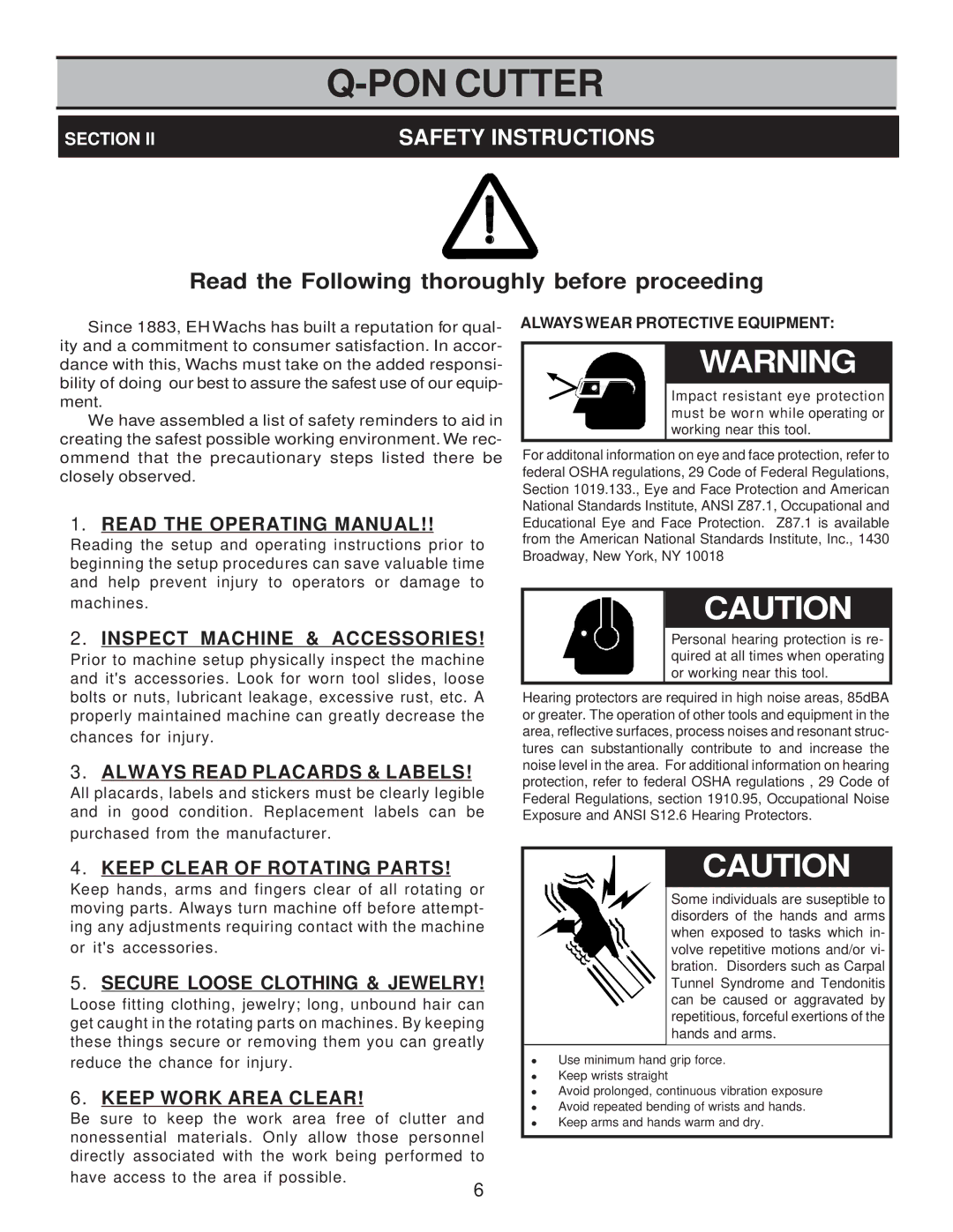 Wachsmuth & Krogmann TQ 1.0 manual Safety Instructions, Read the Following thoroughly before proceeding 