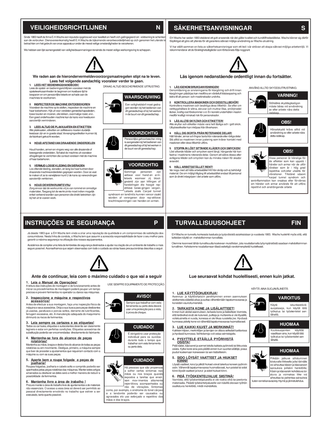 Wachsmuth & Krogmann TQ 1.0 manual Veiligheidsrichtlijnen Säkerhetsanvisningar 