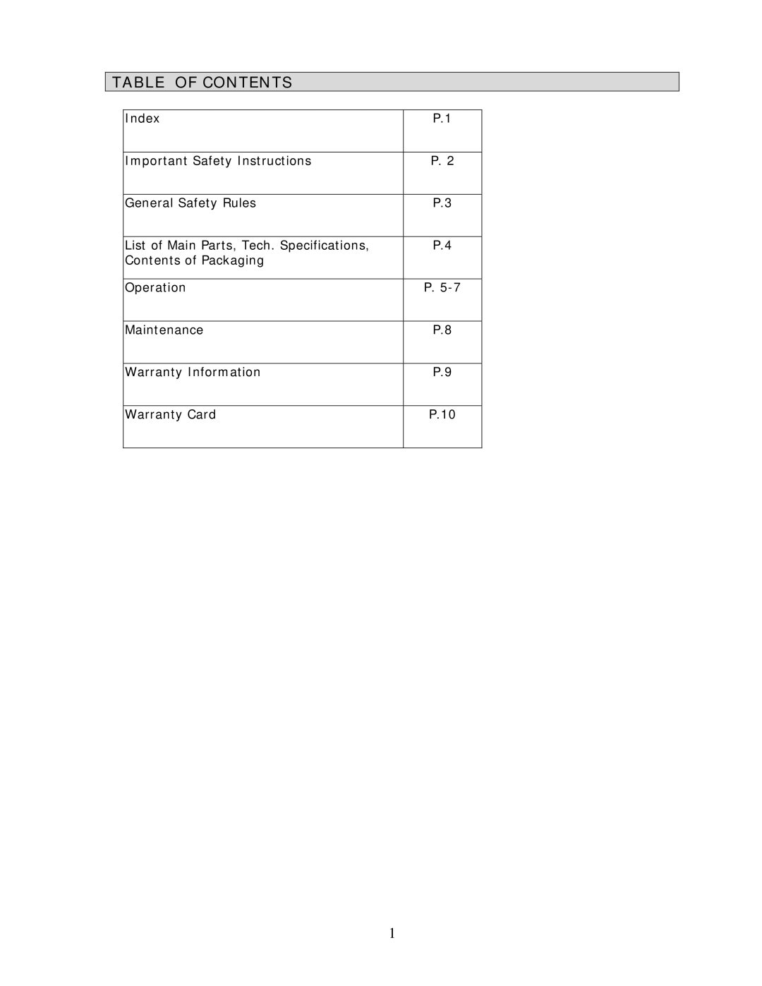 Wachsmuth & Krogmann TSK-941 SSN manual Table of Contents 