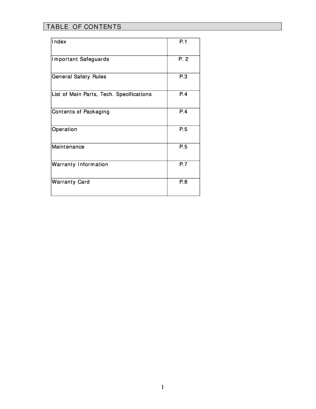Wachsmuth & Krogmann XB6168 manual Table Of Contents 