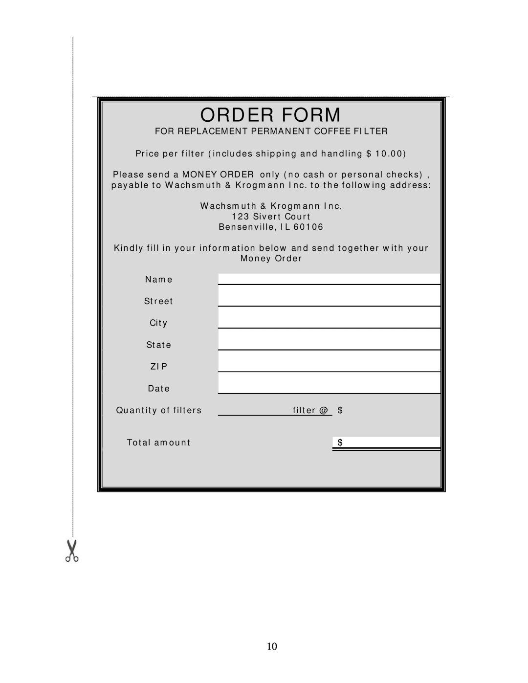 Wachsmuth & Krogmann XQ-698T manual Order Form 