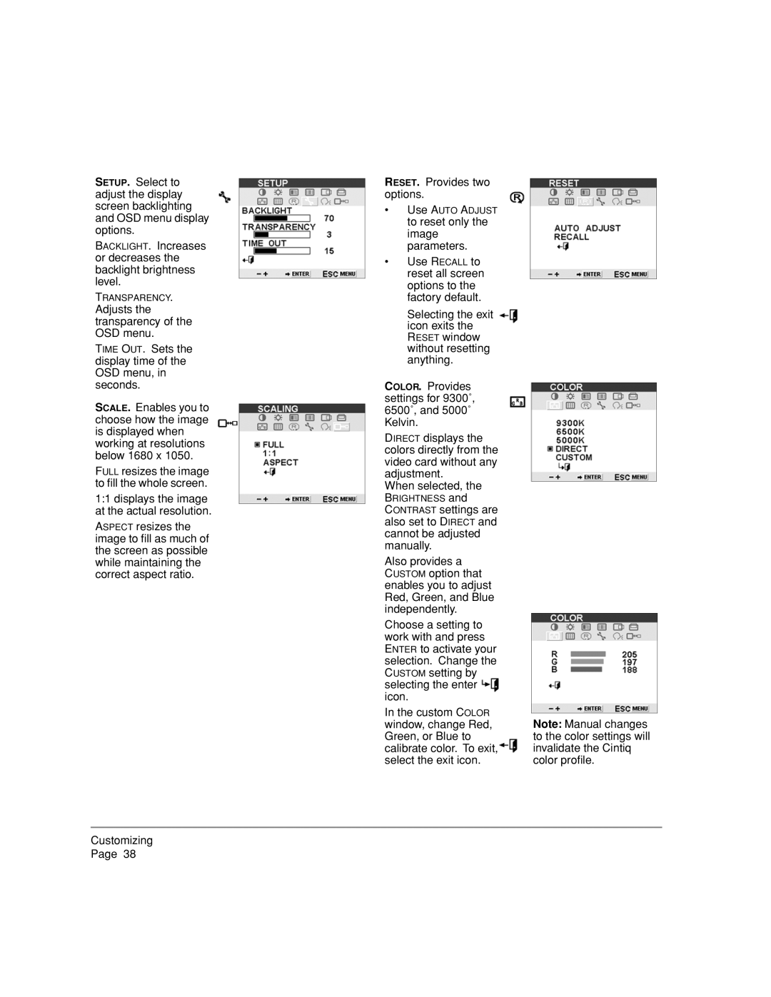 Wacom 20WSX, DTZ-2000W manual RESET. Provides two options 