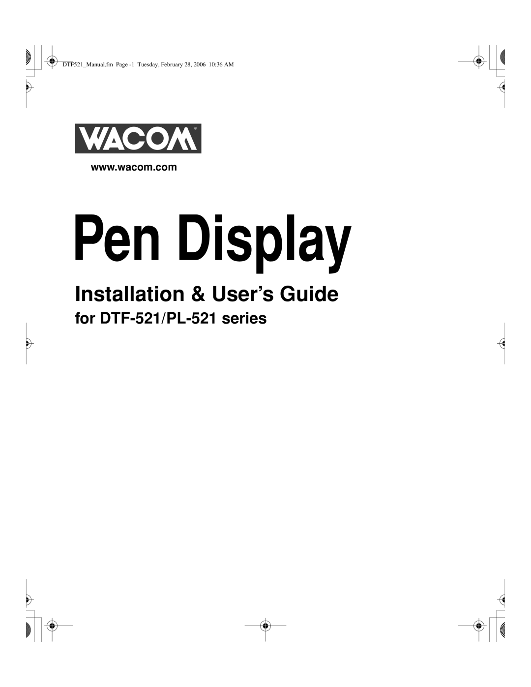 Wacom PL-521, DTF-521 manual Pen Display 