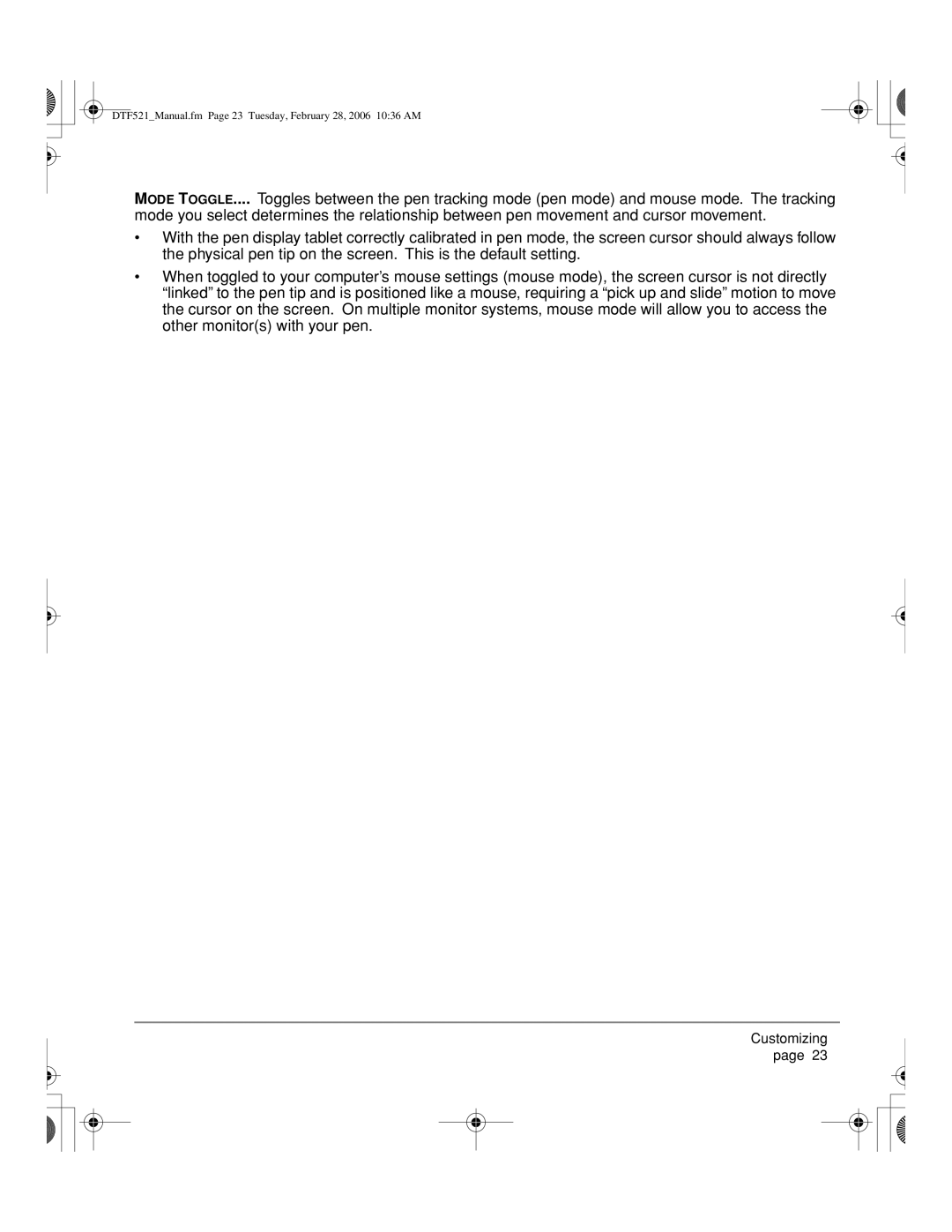 Wacom PL-521, DTF-521 manual DTF521Manual.fm Page 23 Tuesday, February 28, 2006 1036 AM 