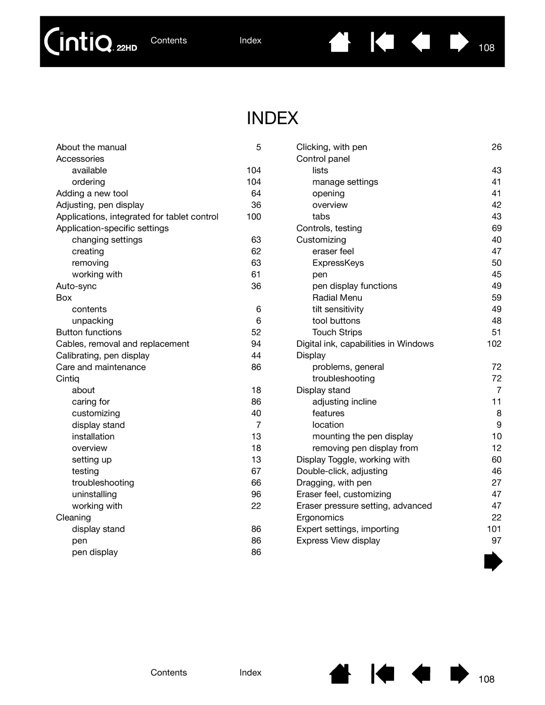 Wacom DTK-2200 user manual Index 