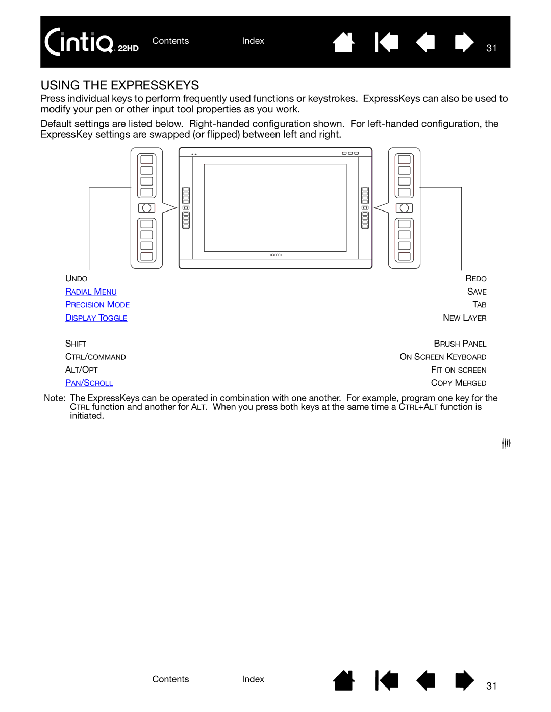 Wacom DTK-2200 user manual Using the Expresskeys 