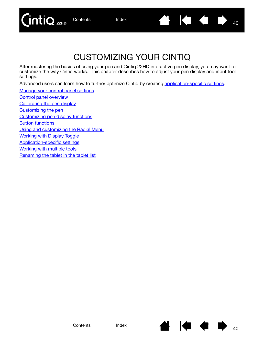 Wacom DTK-2200 user manual Customizing Your Cintiq 