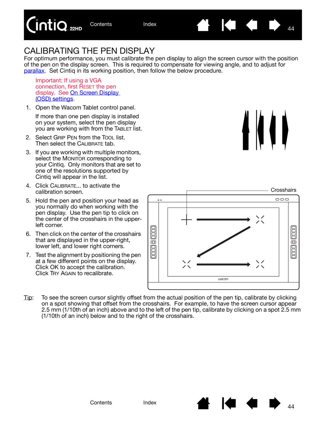 Wacom DTK-2200 user manual Calibrating the PEN Display 