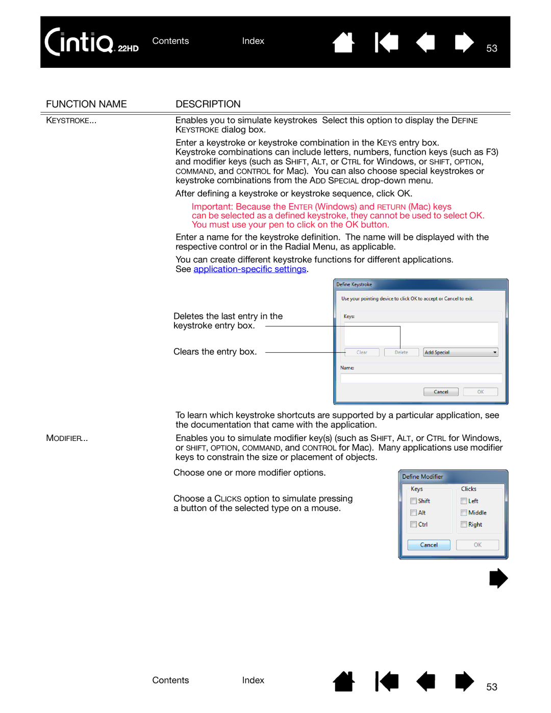 Wacom DTK-2200 user manual Important Because the Enter Windows and Return Mac keys 