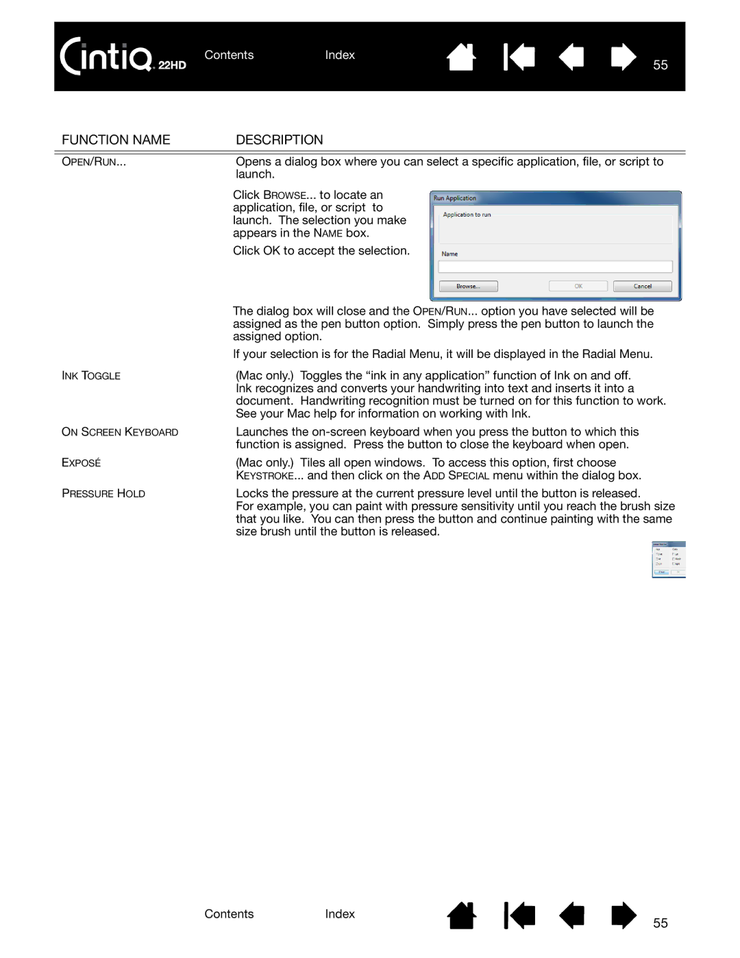 Wacom DTK-2200 user manual Open/Run 